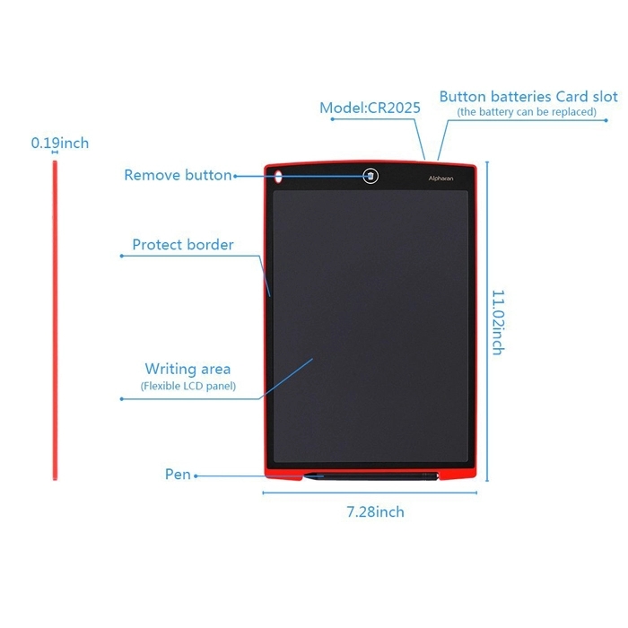 LCD توجه داشته باشید تخته دستی نوشتن قرص 12 اینچ